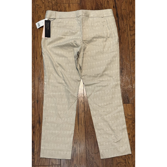 Banana Republic Dress Pants Hampton Fit Crop Beige Patterned - Women's 4 Petite - Picture 7 of 10